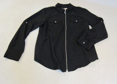 Michael Kors Dress Shirt Black Full Zip Rayon Spandex Female Size M -- Used