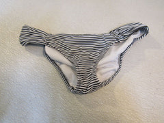 Victoria Secret Swim Bikini Bottoms Black & White Nylon Female Size S Striped -- Used
