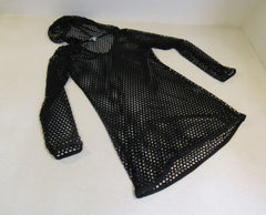 Balance Collection Swimsuit Cover-Up Black Hooded Polyester Female Size M -- Used