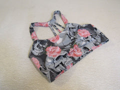 Feed Me Fight Me Sports Bra Gray/Coral Spandex Polyester Female Size S -- Used