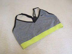 Nike Dri-Fit Sports Bra Gray/Neon Lime Racerback Adjustable Straps Female Size M -- Used