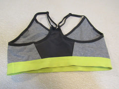 Nike Dri-Fit Sports Bra Gray/Neon Lime Racerback Adjustable Straps Female Size M -- Used