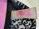 Pink VS Push Up Bra Black with Pink Polyester Elastane Female Size 34D -- Used