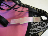Pink VS Push Up Bra Black with Pink Polyester Elastane Female Size 34D -- Used