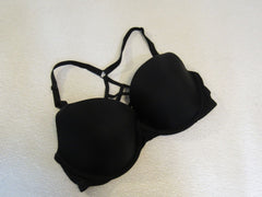 Victoria Secret Push Up Bra Black Racerback Nylon Elastane Female Size 34D -- Used