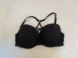 Victoria Secret Push Up Bra Black Racerback Nylon Elastane Female Size 34D -- Used