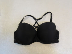 Victoria Secret Push Up Bra Black Racerback Nylon Elastane Female Size 34D -- Used