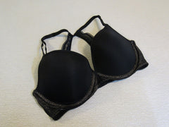 b.temptd Bra Black with Blue Accent Padded Nylon Spandex Female Size 34D -- Used