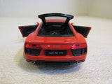 Welly Audi R8 V10 Model Car Red Scale 1/24 Doors and Back Open EXCITE39720290 Front Suspension Steering 24065 -- Used