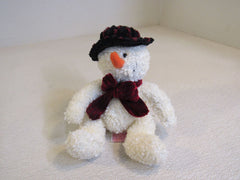 Russ Freezy Plush Snowman Off White Red Velvet Bow 101436 -- Used