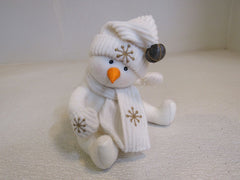 First & Main Inc Marshmallow Plush Snowman Off White Gold Snowflakes 3+ 5420XS1414 -- Used