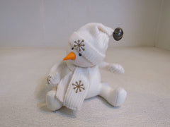 First & Main Inc Marshmallow Plush Snowman Off White Gold Snowflakes 3+ 5420XS1414 -- Used