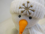 First & Main Inc Marshmallow Plush Snowman Off White Gold Snowflakes 3+ 5420XS1414 -- Used