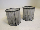Designer Candle Holder Set of 2 Silver/Black Metal Fringe Chain 160-011923 -- Used