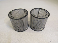 Designer Candle Holder Set of 2 Silver/Black Metal Fringe Chain 160-011923 -- Used