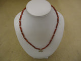 Designer Fashion Necklace 16-17in L Beaded/Strand Peace Dangle Female Red/Silver -- Used