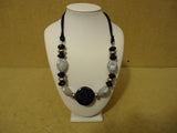 Designer Fashion Necklace 20in Beaded/Strand Female Adult Blacks/Silvers -- Used
