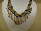 Designer Fashion Necklace 13in L Beaded/Strand Bib Female Adult Browns/Blues -- Used