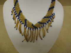 Designer Fashion Necklace 13in L Beaded/Strand Bib Female Adult Browns/Blues -- Used