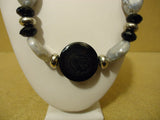 Designer Fashion Necklace 20in Beaded/Strand Female Adult Blacks/Silvers -- Used