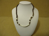 Designer Fashion Necklace 17in L Strand/String Wood Stone Unisex Whites/Browns -- Used