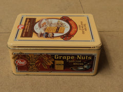 Post Vintage Grape-Nuts Metal Tin 8in x 6 1/8in x 3 1/2in Americana Metal -- Used