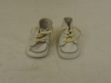 Handmade Shoes 4in x 2in Vintage Leather Plastic Unisex 0-1 Infant White Solid -- Used