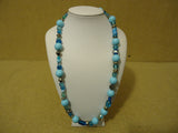 Designer Fashion Necklace 24in L Beaded/Strand Female Adult Blues/Silvers -- Used