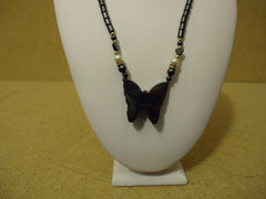 Designer Fashion Necklace 17in L Drop/Dangle Butterfly Female Adult Blacks -- Used