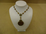 Designer Fashion Necklace 22in L Drop/Dangle Metal Female Adult Golds/Browns -- Used