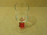 Designer Stem Water Drinking Glass 9 1/2in H x 4in Diameter Red/Clear Glass -- Used