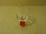 Designer Stem Water Drinking Glass 9 1/2in H x 4in Diameter Red/Clear Glass -- Used