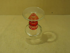 Designer Stem Water Drinking Glass 9 1/2in H x 4in Diameter Red/Clear Glass -- Used