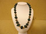 Designer Fashion Necklace 18in L Beaded/Strand Female Adult Green/Silver -- Used