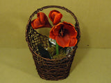 Handcrafted Decorative Basket with Flower 19in x 11in x 9in Brown Plastic -- Used