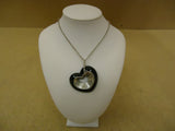 Designer Fashion Necklace 32in Heart Drop/Dangle Chain Female Adult Black/Silver -- Used