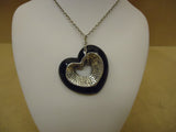 Designer Fashion Necklace 32in Heart Drop/Dangle Chain Female Adult Black/Silver -- Used