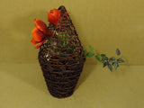 Handcrafted Decorative Basket with Flower 19in x 11in x 9in Brown Plastic -- Used