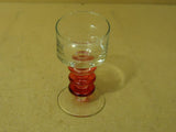 Designer Wine Drinking Glass 7in H x 3 3/4in D Red/Clear Long Stem Glass -- Used