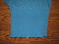 Apostrophe Blouse 97% Polyester 3% Spandex Female Adult L Blues Solid 15099 -- New No Tags