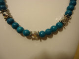 Designer Fashion Necklace 16in L Beaded/Strand Female Adult Blue/Silver -- Used