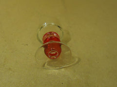 Designer Wine Drinking Glass 7in H x 3 3/4in D Red/Clear Long Stem Glass -- Used