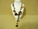Designer Fashion Necklace 18in L Drop/Dangle Metal Female Adult Golds/Browns -- Used