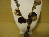 Designer Fashion Necklace 18in L Drop/Dangle Metal Female Adult Golds/Browns -- Used
