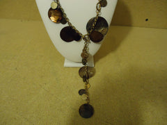 Designer Fashion Necklace 18in L Drop/Dangle Metal Female Adult Golds/Browns -- Used