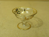 Designer Bowl with Gold Trim 5in Diameter x 3 3/4in H Clears/Golds Floral Glass -- Used