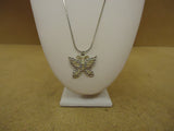 Designer Fashion Necklace 18in L Butterfly Chain/Link Metal Female Adult Silver -- Used