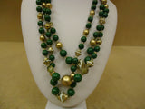 Designer Fashion Necklace 17-19in L Beaded/Strand Female Adult Green/Gold -- Used