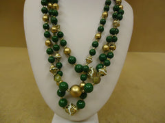 Designer Fashion Necklace 17-19in L Beaded/Strand Female Adult Green/Gold -- Used