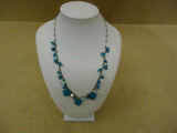 Designer Fashion Necklace 16-17in L Hearts Chain Metal Female Adult Blue/Silver -- Used